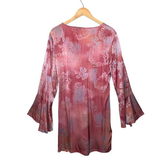 Rays for Days Ruched  Mini Dress Flared Sleeves Boho Whimsical Fairy Core Sz: L - Picture 10 of 11